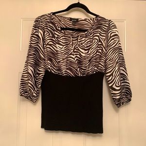 Alyx Zebra Print Silky Sweater S Black/White Cotton Blend Career Glam Sheen